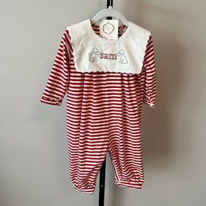 NWT Cecil & Lou One Piece Outfit - Red and White with Dogs and "Sam" - Size: 12M